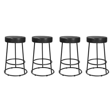 Imagem de Kit 4 Banquetas Roma 70cm Couríssimo Preto - Salaone Preto