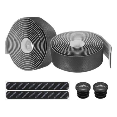 Imagem de PATIKIL Fita de guiador de bicicleta de EVA PU, 1 par de fita ergonômica para barra de bicicleta, conforto único, com plugues de extremidade e costas adesivas para dobrar ciclismo de estrada, preta