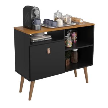 Imagem de Aparador Cantinho Do Café Com Prateleira Balcão (PRETO/IPÊ)