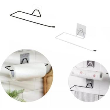 Imagem de Suporte Porta Papel Toalha Adesivo Parede Cozinha Sem Furo PRETO - Bf