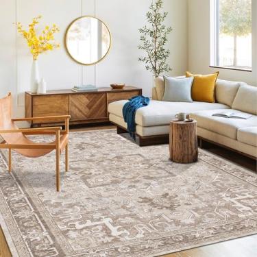 Imagem de Tapete lavável 10 x 15 | Tapete antiderrapante para sala de estar, quartos, sala de jantar | Área de carpete de flanela ultramacia com suporte de borracha (areia, 10 x 15 cm)