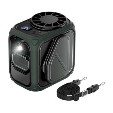 Imagem de IEUDNS Ventilador de cintura portátil Pequeno ventilador pessoal Leve Mãos-livres Baixo ruído Clipe de cinto na lanterna para atividades ao ar livre Andando, Verde