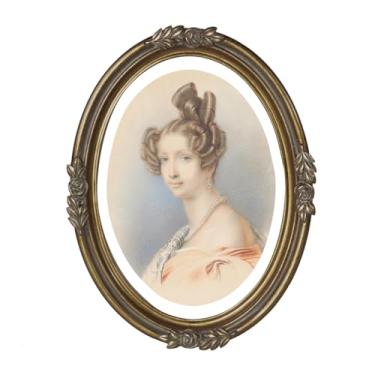 Imagem de WINPLUS+ Moldura decorativa vintage, formato redondo antigo/oval, preto/bronze (Bronze, 5 x 7)