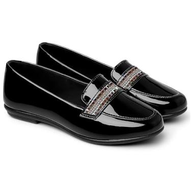 Imagem de Mocassim Infantil Prata com Cristais Solado Antiderrapante Confortável Sapato Social Festa (Preta, BR, Criança de 9 a 12 anos, Numérico, 30)