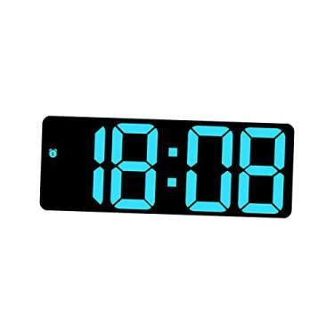 Imagem de Wswqop Relógio de Parede Digital, Despertador LED, Calendário de Mesa, Display de Controle de Voz com Data, Temperatura, Brilho Ajustável para Aprendizagem E, Azul, Tamanho real