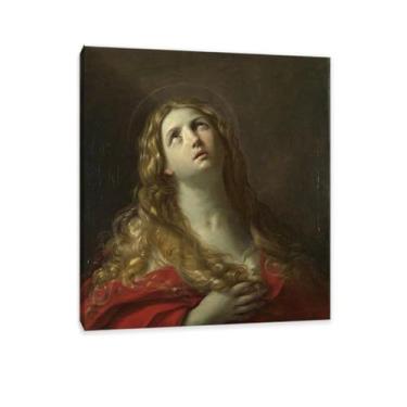 Imagem de Pinturas famosas em tela, Santa Maria Madalena, reproduções de pintura a óleo de pôster, arte de parede em tela giclée, para sala de estar, escritório, presentes 85 x 70 cm (33 x 27 pol) moldura