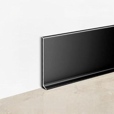 Imagem de Acabamento de rodapé de metal de alumínio, acabamento preto fosco pacote com 22 6 cm x 2,5 m total 55 m ou 60 mm x 2500 mm capa de placa de base de parede de alumínio moldura de cobertura de rodapé de