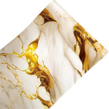 Imagem de Papel de parede de contato de mármore branco e dourado para cozinha, bancada, armários de banheiro, prateleiras, mesa, móveis, decalque de parede 40 x 39 cm