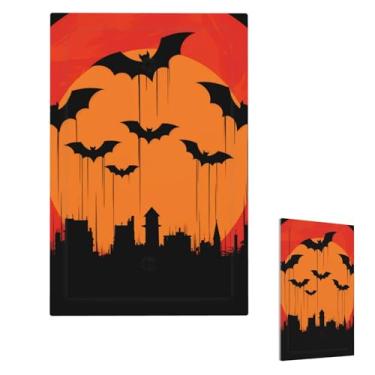 Imagem de Papel de parede laranja placas de interruptor de luz duplex simples capas de tomada placa de parede 1 gangue capas decorativas de placa frontal elétrica para decoração de casa de badroom 7,6 x 12,7 cm