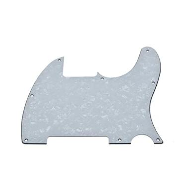 Imagem de KAISH Placa de raspar de guitarra em branco com 8 furos para Telecaster Esquire, pérola branca