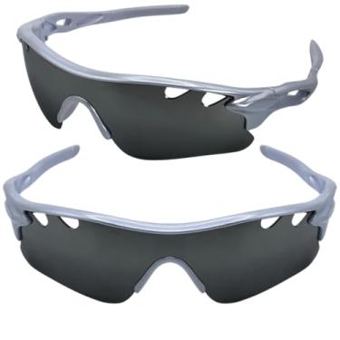 Imagem de Óculos de Sol Esportivo Atleta Ciclista Invocado Premium BIke MTB Speed Corrida Maratona Beach Tennis Altinha com Proteção UV400 - DOUCZ JOACHIM (Prateado Lente Preta)