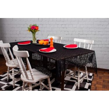Imagem de Toalha de Mesa Retangular em Renda, 200 x 140 cm, Acabamento a Laser JCM (PRETA)