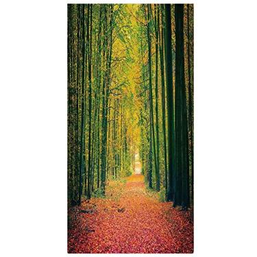 Imagem de Película de privacidade para janela florestal, janela decorativa 3D, decalques de vitrais, adesivo de janela aderente estática não adesivo, L90 x C 190 cm verde