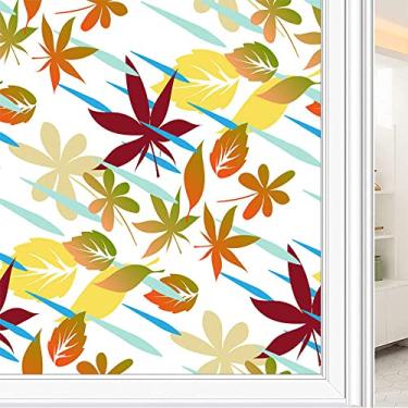 Imagem de Película de janela de privacidade de flores, textura de estilo floral, filme de vidro para sala de estar e escritório em casa, L90 x C 190 cm