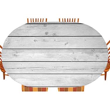 Imagem de Capa de mesa de madeira ajustada, estampa de textura de prancha de madeira, toalha de mesa impermeável interna/externa, sala de jantar de pátio e cozinha, serve para mesa de 107 x 152 cm