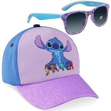 Imagem de Disney Conjunto de óculos de sol e boné de beisebol para meninas, chapéu de sol ajustável 100% UV - presentes para meninas, Ponto roxo, One Size