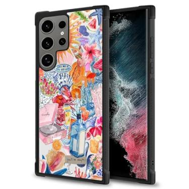 Imagem de MQJCYB Capa para Samsung Galaxy S24 Ultra, resistente à prova de choque, proteção total, plástico rígido, protetor de silicone macio, feminino, homem, meninas, capa costeira e frutada, colagem de