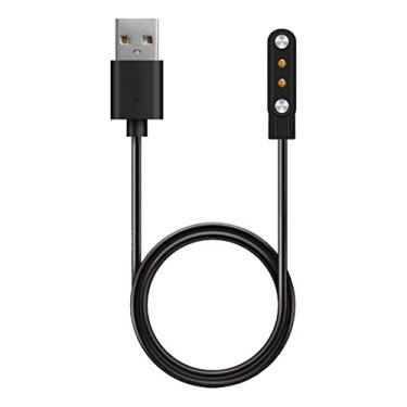 Imagem de HENGTO Cabo carregador Smartwatch, adaptador magnético de 2 pinos, cabo de carregamento USB para smartwatch esportivo, preto