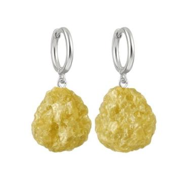 Imagem de Brinco de Argola Mica - Cristal Natural, Prata 925