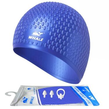 Imagem de Touca de natação grande de silicone mantém seu cabelo seco durante a natação (azul prata)