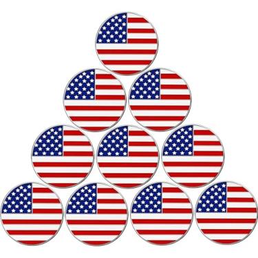 Imagem de Adhere Marcadores de bola de golfe logotipo personalizado esmaltado com clipes magnéticos fortes para chapéu, presentes de golfe premium para golfistas (10 peças bandeira americana)