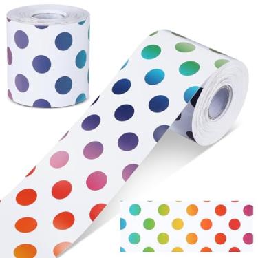 Imagem de Resurhang Bordas de quadro de avisos de bolinhas de 1,8 m decoração de borda de sala de aula decorativa para quadro negro enrolado reto para decoração escolar (colorido)