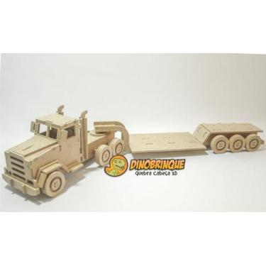 Imagem de Quebra-Cabeça 3D  CAMINHÃO TRUCK COM PRANCHA 109 peças em MDF - DINOBR