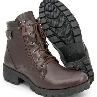 Imagem de Bota Coturno Feminino Couro Cafe Br2 Lady Ziper Lateral