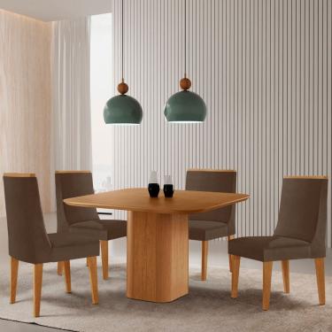 Imagem de Mesa de Jantar Eloise 90cm Tampo MDF Laminado com 4 Cadeiras Lisboa Moderna Mobilia