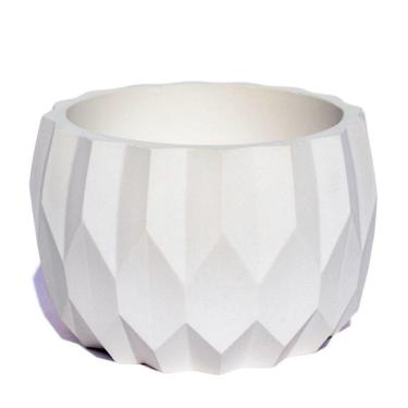 Imagem de Vaso Decorativo Losangos 9,5cm Cimento Artesanal Sala E Cozinha Branco