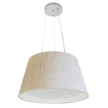 Imagem de Lustre Pendente Cone Md-4119 Cúpula Forrada em Tecido 21/40x30cm Linho Bege / Branco -...