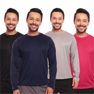 Imagem de Kit 4 Camisas Segunda Pele Proteção Solar Uv Térmica Corrida Bike-Masculino
