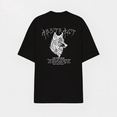 Imagem de Camiseta Oversized Abstract Streetwear Estampada Lobo And Determination-Unissex