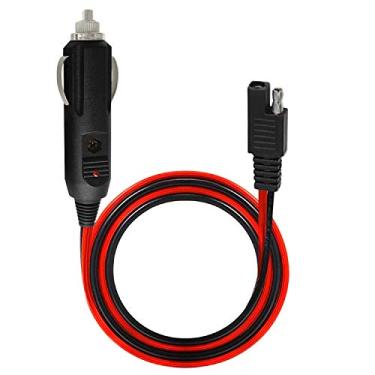 Imagem de AYECEHI Plugue SAE para isqueiro de carro, cabo SAE para isqueiro de cigarro, plugue de isqueiro de 14 AWG 12 V para adaptador de liberação rápida SAE cabo de carregamento com fusível e luz LED (9 m)