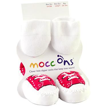 Imagem de Mocc Ons Meias mocassim laváveis de couro (24-36 meses, tênis vermelho)