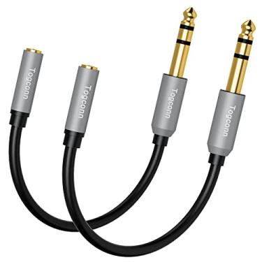 Imagem de Togconn Adaptador de áudio fêmea de 3,5 mm para macho de 6,35 mm (pacote com 2), cabo adaptador TRS 1/20.3 cm fêmea para macho de 1/10.2 cm para amplificador, guitarra, piano, alto-falante para