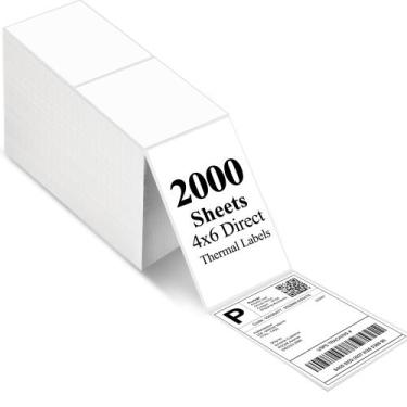 Imagem de Etiquetas térmicas LotFancy 4x6 2000 Etiquetas de remessa brancas