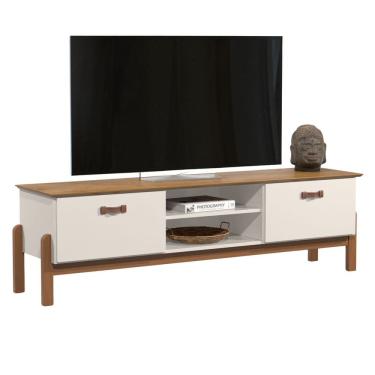 Imagem de Rack Bancada Para TV Até 60 Polegadas Sala Pés Madeira Sonetto