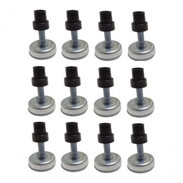 Imagem de Kit 12 Pés Niveladores Para Cama Box Cadeiras Mesas 5/16 Metálicos