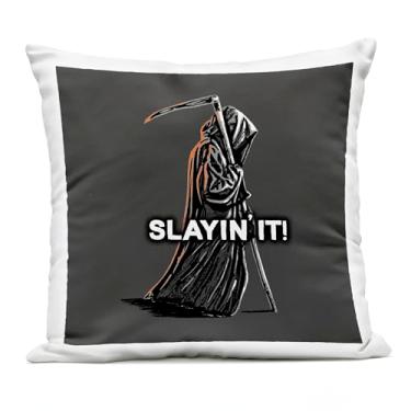Imagem de Stupell Industries Slayin' It Grim Reaper Almofada impressa para ambientes externos, 45 x 18 x 46, cinza
