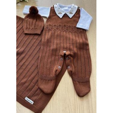 Imagem de Saída de maternidade menino Joca em tricot 4 peças - TAMINE, Marrom, P