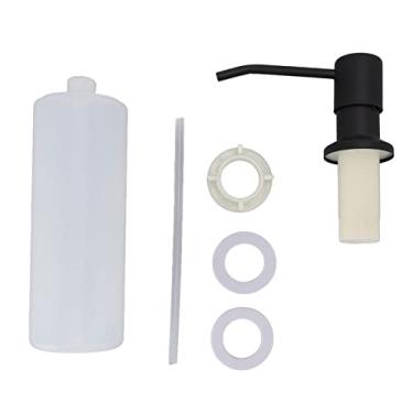 Imagem de Ymiko Dispensador de Detergente de Prato, 304 Plástico de Aço Inoxidável Plástico de 300 Ml Pia de Lavar Louça Distribuidor de Líquidos Distribuidor de Loção Com Uma Cabeça de Bomba (Preto)