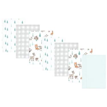 Imagem de Luvable Friends Hudson Baby Conjunto de 7 panos de flanela para arrotos, Amigos animais da floresta, 14x20 inches