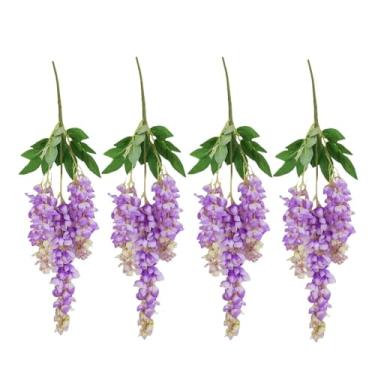 Imagem de XZJMY Plantas de interior de flores falsas, flores artificiais para pendurar glicínias, flores falsas de 63 cm para decoração, resistente a UV e desbotamento, flores de seda para decoração de parede