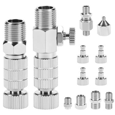 Imagem de QWORK Conjunto de adaptadores de aerógrafo de 14 peças, acessórios de desconexão rápida para compressor de ar com conectores de 1/8 polegada e 1/4 polegada