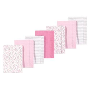 Imagem de Luvable Friends Hudson Baby, flanela para arrotar panos, pacote com 7, Rosa florido, 14x20 inches