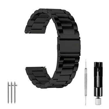 Imagem de Pulseira de relógio de 18 mm, 20 mm, 22 mm, liberação rápida, pulseira de metal de aço inoxidável sólido de alta qualidade para reposição para relógio masculino feminino, Preto, 20mm
