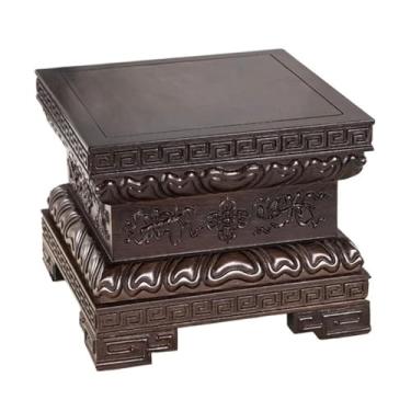 Imagem de Base de exibição quadrada Bonsai de ébano base alta com escultura, vaso doméstico base de suporte de exibição de aquário (pequeno)