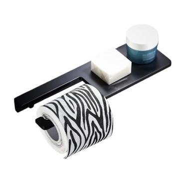 Imagem de Prateleira de chuveiro Suporte de papel higiênico com prateleira, parafusos, suporte de rolo de papel higiênico, moderno dispensador de armazenamento de banheiro de alumínio espesso, prateleira de