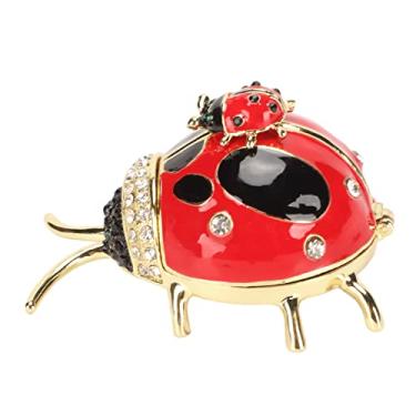 Imagem de Akozon Título: Ladybug Tlinket Box | O Elegante Esmalte Vermelho e Armazenamento Pintado à Mão de Cristal para Anéis e Brincos | Organizador de Jóias Vintage e Caixa Decorativa